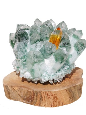 Prosperous Growth: Green Phantom Quartz & Citrine Crystal Cluster Ornament
