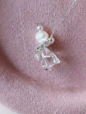 Pure Manifestation: Natural Clear Quartz & Freshwater Pearl 'Wishing Tower' Necklace