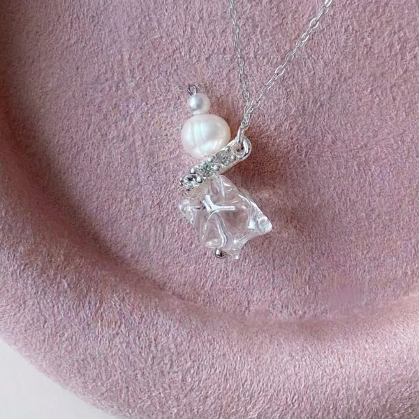 Pure Manifestation: Natural Clear Quartz & Freshwater Pearl 'Wishing Tower' Necklace