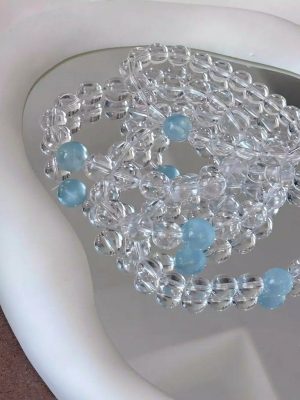 Pure Serenity: Natural Aquamarine & Clear Quartz Healing Bracelet