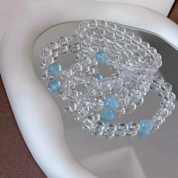 Pure Serenity: Natural Aquamarine & Clear Quartz Healing Bracelet