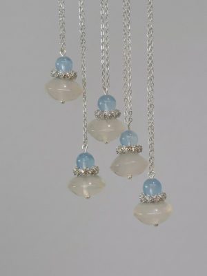 Tranquil Tides: Natural Aquamarine & White Agate Healing Necklace