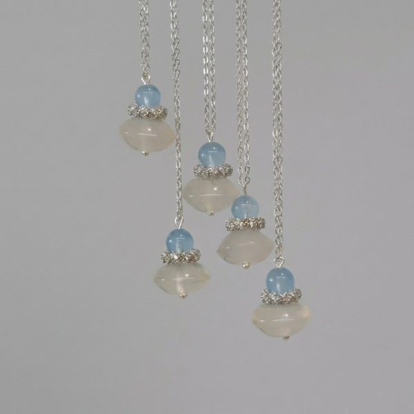 Tranquil Tides: Natural Aquamarine & White Agate Healing Necklace