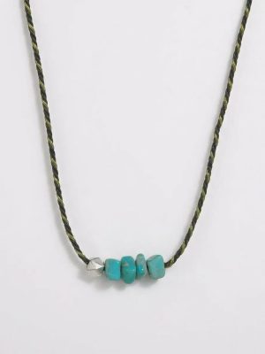 Tranquil Wisdom: Raw Turquoise & 925 Silver Hand-Braided Choker