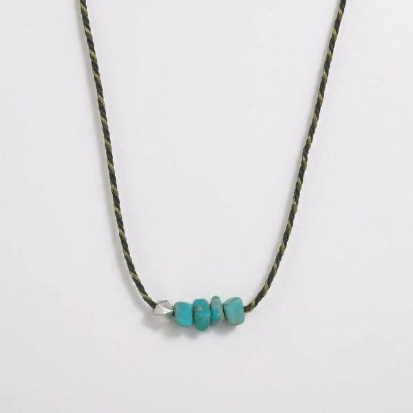 Tranquil Wisdom: Raw Turquoise & 925 Silver Hand-Braided Choker