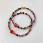 Radiant Abundance: Natural Rainbow Tourmaline & Silver Healing Bracelet
