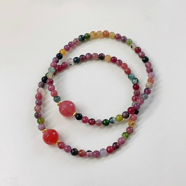 Radiant Abundance: Natural Rainbow Tourmaline & Silver Healing Bracelet