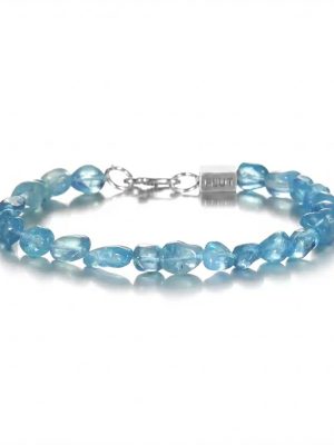 Tranquil Tides: Natural Irregular Aquamarine & 925 Silver Healing Bracelet