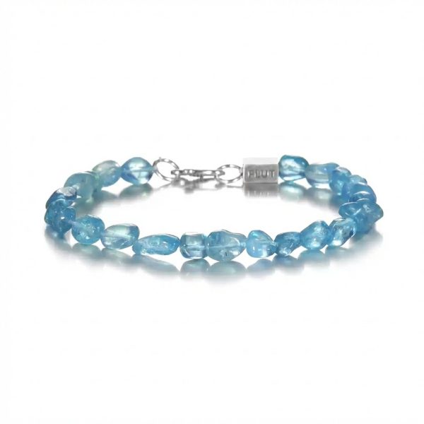 Tranquil Tides: Natural Irregular Aquamarine & 925 Silver Healing Bracelet
