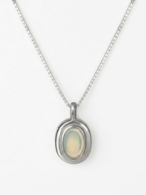 Ethereal Inspiration: Natural Opal & 925 Sterling Silver Unisex Pendant Necklace