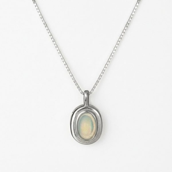 Ethereal Inspiration: Natural Opal & 925 Sterling Silver Unisex Pendant Necklace