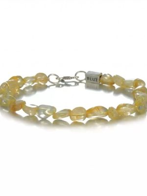 Radiant Abundance: Natural Irregular Citrine & 925 Silver Beaded Bracelet