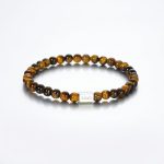 Grounding Courage: Natural Golden Tiger Eye & S925 Silver Cube Bracelet