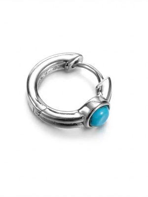Protective Truth: S925 Silver & Turquoise Retro Huggie Earrings