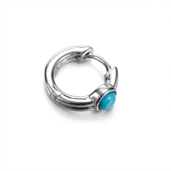 Protective Truth: S925 Silver & Turquoise Retro Huggie Earrings