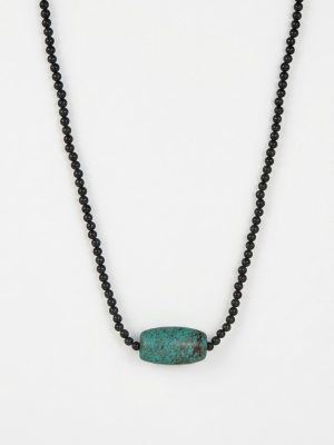 Grounding Protection: Natural Black Onyx & Turquoise Healing Necklace