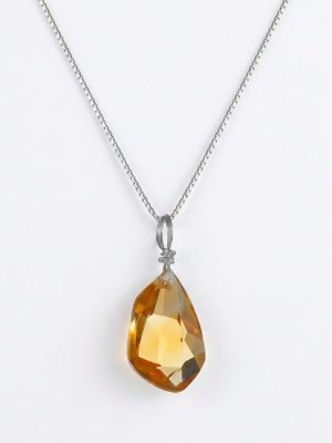 Radiant Abundance: Natural Citrine & S925 Sterling Silver Irregular Pendant Necklace