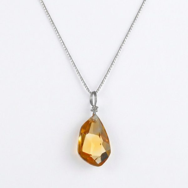 Radiant Abundance: Natural Citrine & S925 Sterling Silver Irregular Pendant Necklace