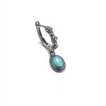 Ancient Protection: Vintage S925 Silver & Blue Turquoise Healing Hoop Earrings