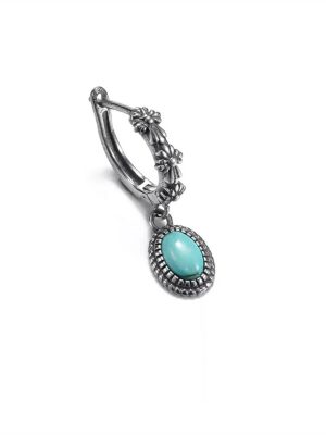 Ancient Protection: Vintage S925 Silver & Blue Turquoise Healing Hoop Earrings