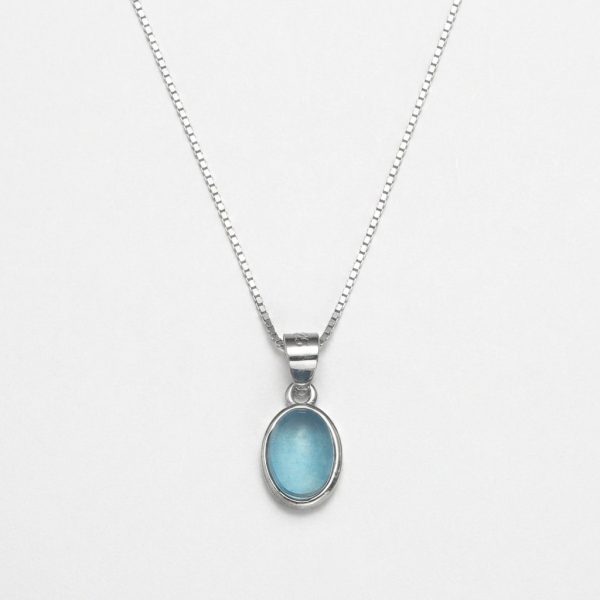 Tranquil Clarity: Natural Aquamarine & S925 Sterling Silver Minimalist Necklace