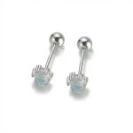 Celestial Calm: Natural Blue Moonstone & S925 Silver Sleep-Friendly Stud Earrings
