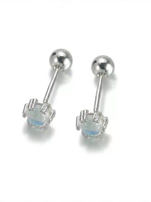 Celestial Calm: Natural Blue Moonstone & S925 Silver Sleep-Friendly Stud Earrings