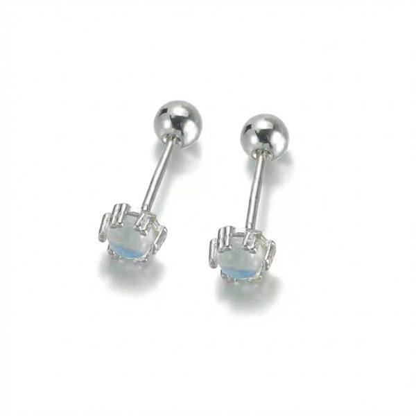 Celestial Calm: Natural Blue Moonstone & S925 Silver Sleep-Friendly Stud Earrings