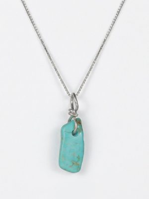 Ancient Wisdom: Natural Raw Turquoise & 925 Sterling Silver Pendant Necklace