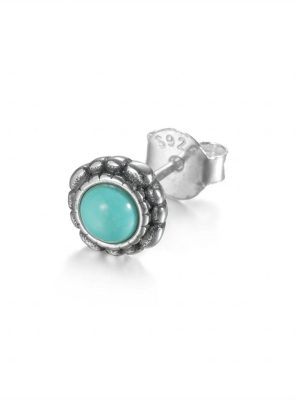 Ancient Wisdom: Natural Raw Turquoise & Oxidized Sterling Silver Stud Earrings