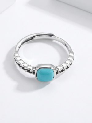 Protective Serenity: Natural Turquoise & S925 Sterling Silver Vintage Ring