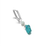 Ancient Wisdom: Raw Turquoise & Shell Pearl S925 Silver Hoop Earrings