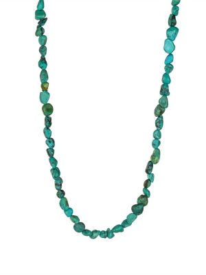 Ancient Protection: Natural Irregular Turquoise & S925 Silver Beaded Necklace