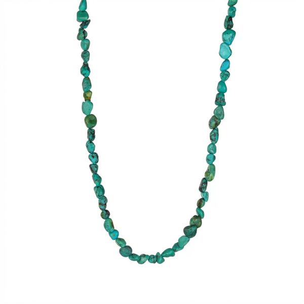 Ancient Protection: Natural Irregular Turquoise & S925 Silver Beaded Necklace
