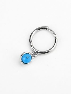 Vintage Protection: S925 Sterling Silver & Turquoise Drop Hoop Earrings