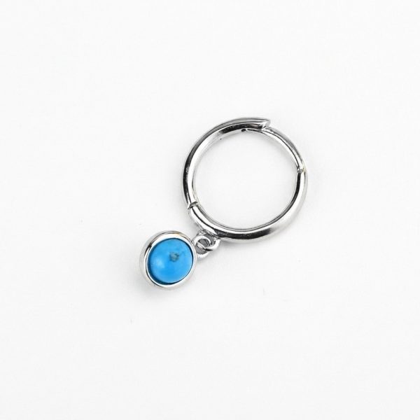 Vintage Protection: S925 Sterling Silver & Turquoise Drop Hoop Earrings