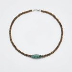 Earthly Wisdom: Natural Wood & Turquoise Barrel Bead Healing Necklace