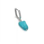 Protective Sky: Natural Raw Turquoise & 925 Sterling Silver Hoop Earrings