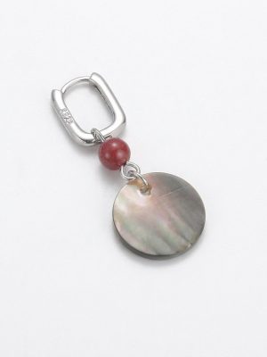 Protective Vitality: Cinnabar & Black Mother of Pearl S925 Silver Earrings