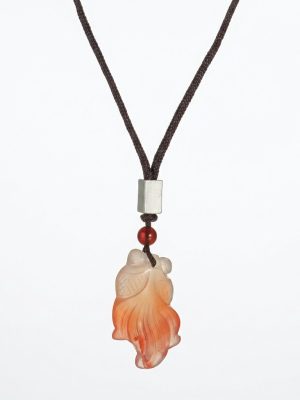 Prosperous Vitality: South Red Agate & Cinnabar Koi Pendant Necklace