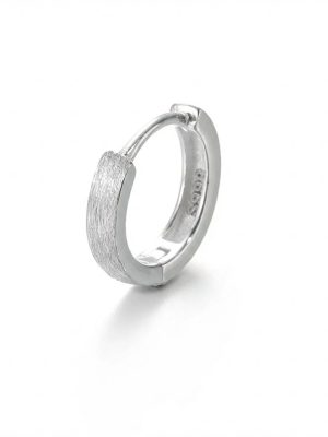 Lunar Simplicity: Brushed 925 Sterling Silver Huggie Earrings