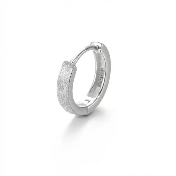 Lunar Simplicity: Brushed 925 Sterling Silver Huggie Earrings
