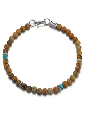 Grounding Artistic: Natural Picture Jasper & Turquoise 925 Silver Bracelet