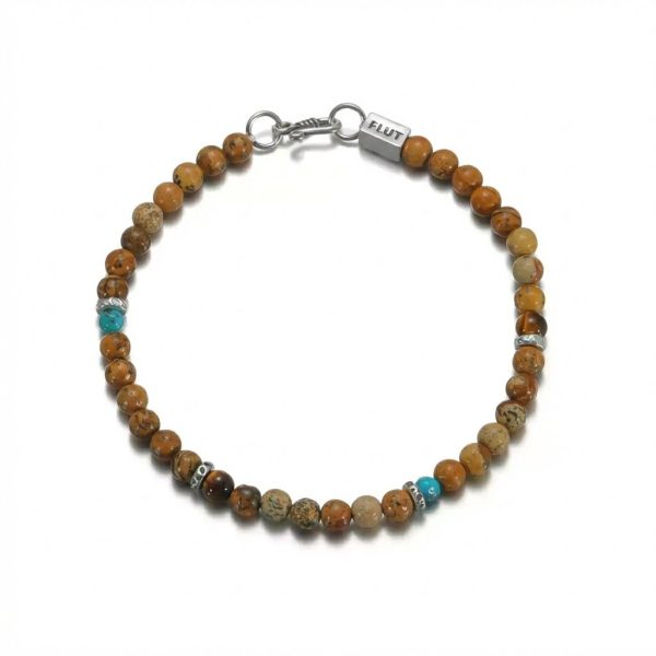 Grounding Artistic: Natural Picture Jasper & Turquoise 925 Silver Bracelet