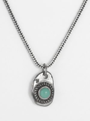 Timeless Protection: Natural Turquoise & Oxidized 925 Silver Unisex Necklace
