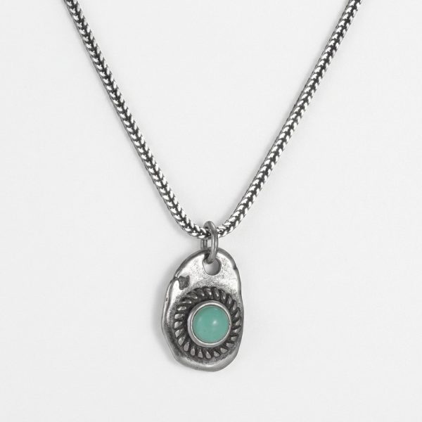 Timeless Protection: Natural Turquoise & Oxidized 925 Silver Unisex Necklace