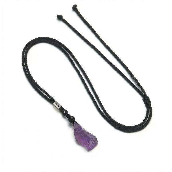 Spiritual Clarity: Raw Amethyst & 925 Silver Unisex Healing Necklace