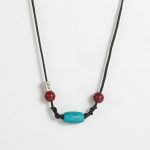 Protective Vitality: Natural Turquoise & Cinnabar Woven Amulet Necklace