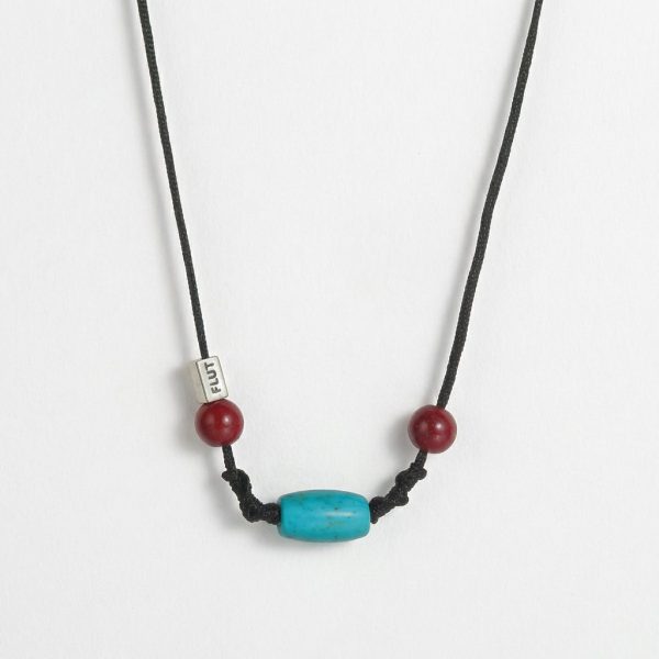 Protective Vitality: Natural Turquoise & Cinnabar Woven Amulet Necklace