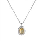 Radiant Abundance: Natural Citrine & Vintage S925 Silver Oval Necklace